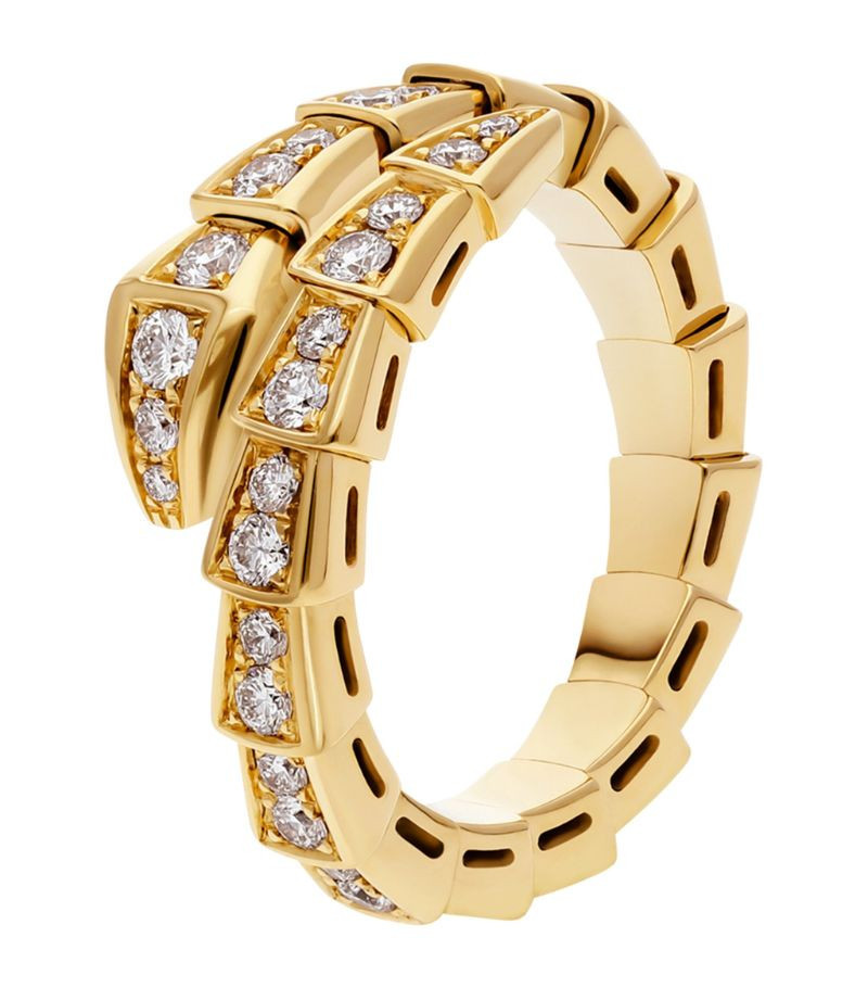 Bvlgari Yellow Gold And Diamond Serpenti Viper Ring | Harrods