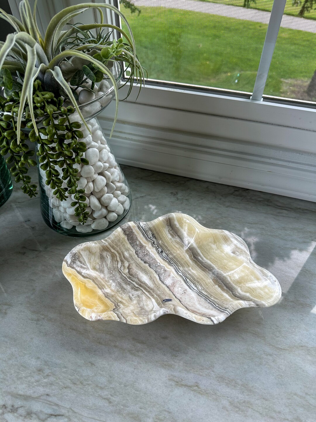 Yellow and Black Mexican Onyx Calcite Handcrafted Stone Decorative Bowl 11.5 - Etsy | Etsy (US)