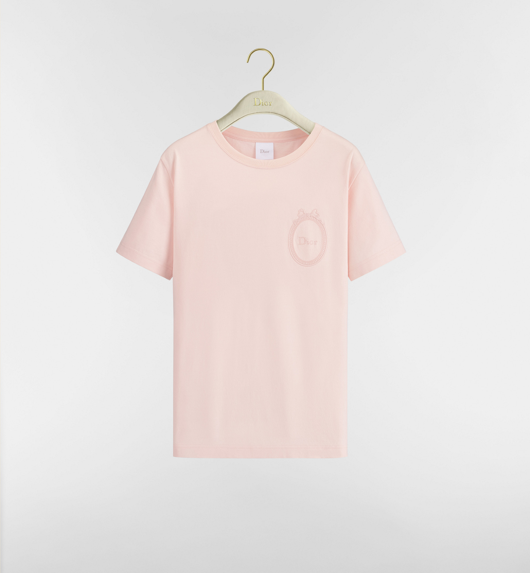 Fitted Dior Médaillon Embroidered T-shirt Pink Cotton Jersey | DIOR | Christian Dior Parfums UK