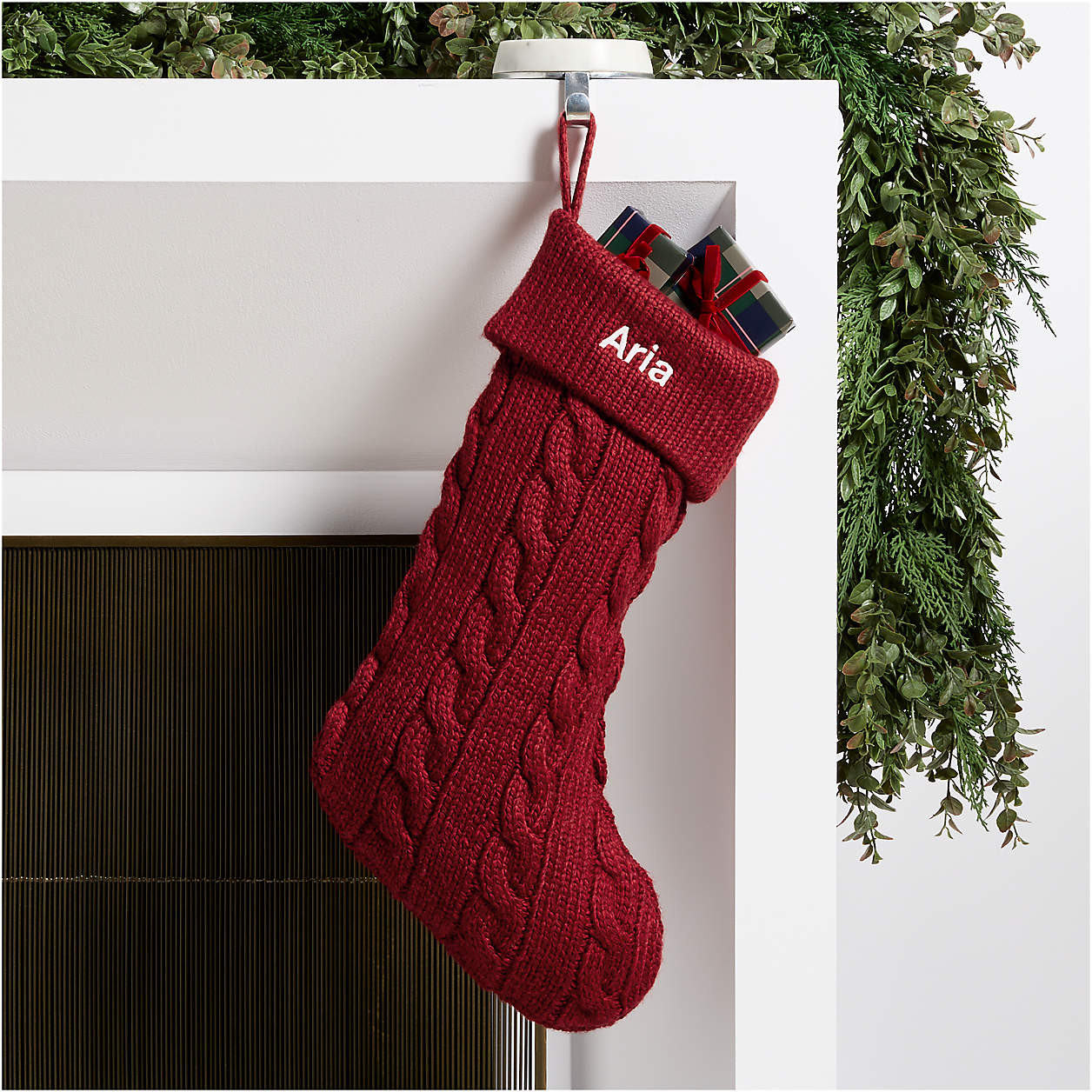 Red Cable Knit Christmas Stocking + Reviews | Crate & Barrel | Crate & Barrel