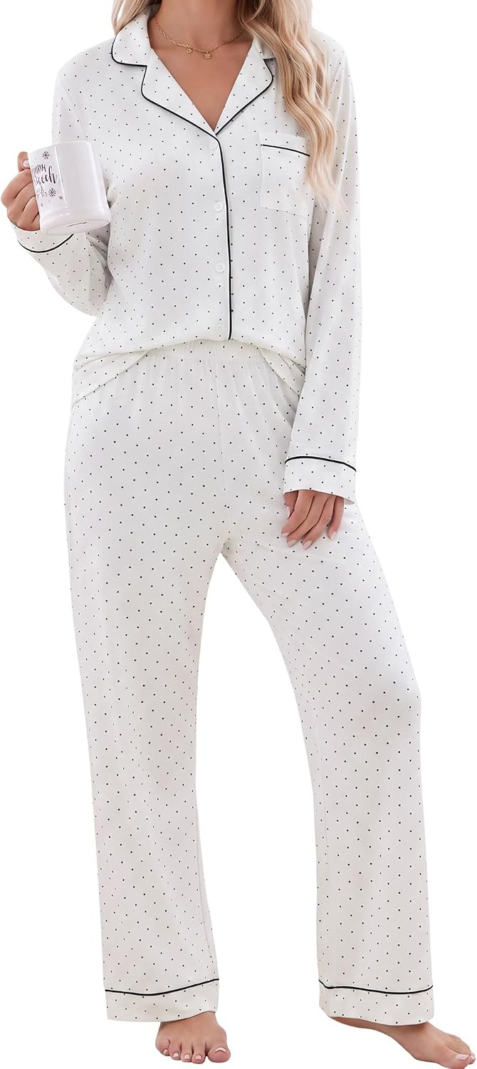 Womens Pajama Sets Long Sleeve Cozy 2 Piece Fall Lounge Set | Amazon (US)