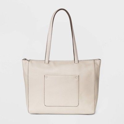 Zip Closure Top Tote Handbag - A New Day™ Beige | Target