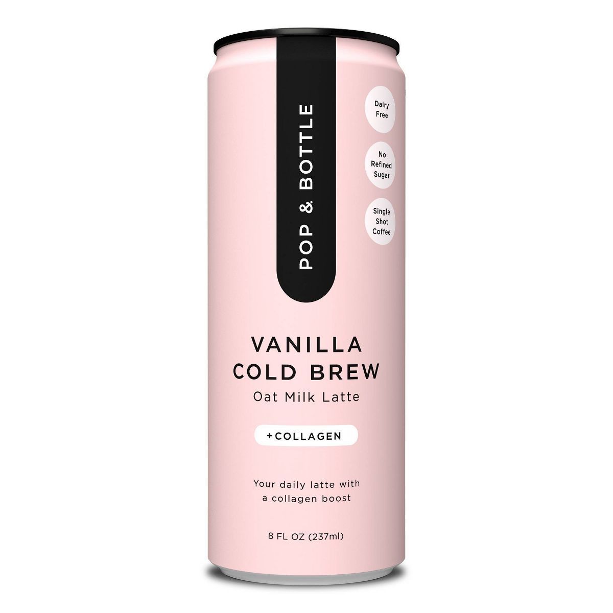 Pop & Bottle Vanilla Cold Brew Oat Milk Latte with Collagen - 8 fl oz Can | Target