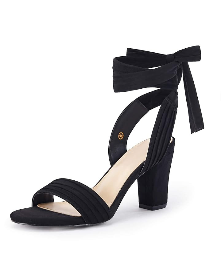 Coutgo Womens Strappy High Heels Chunky Heeled Sandals Bow Tie Lace Up Open Toe Pumps Dress Weddi... | Amazon (US)