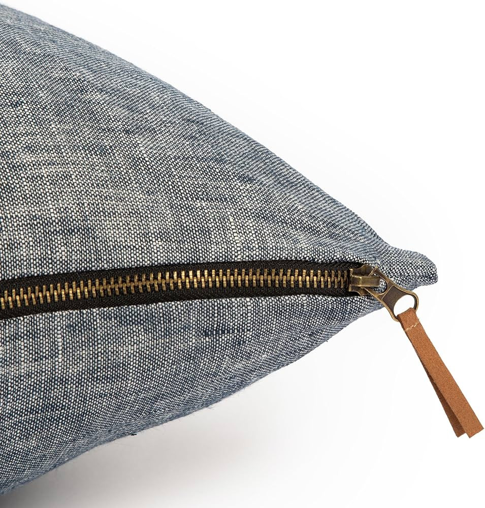 Cali and Ricky 100% Slub Linen Decorative Throw Pillow Cover w/Exposed Vintage Look Metal Zipper ... | Amazon (US)