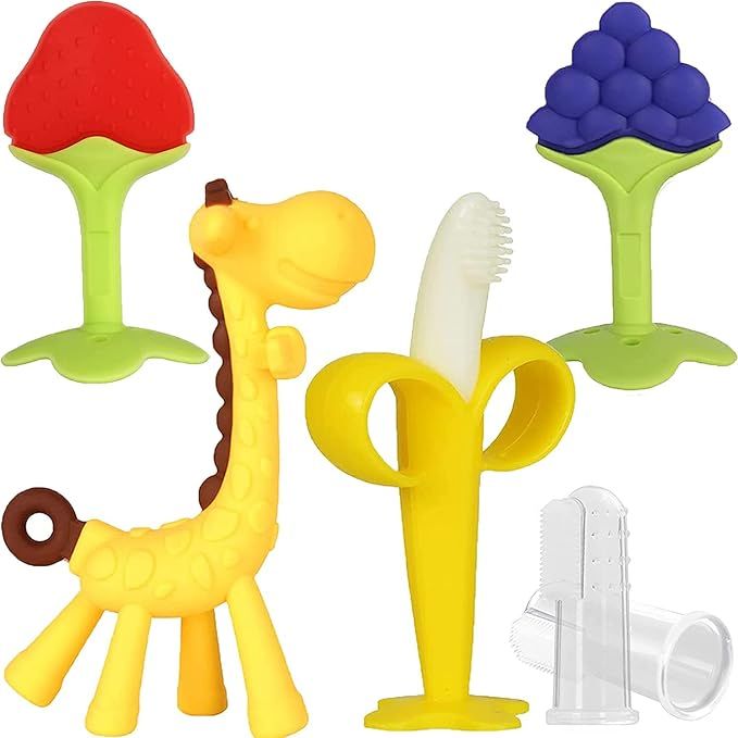 HAILI XMGQ Baby Teething Toys, Baby Teether Chew Toys Safe BPA Free Freezer Teether for Babies Si... | Amazon (US)
