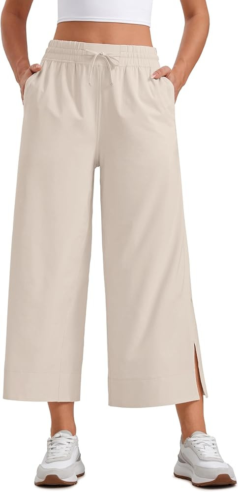 CRZ YOGA Lightweight Wide Leg Cropped Pants for Women 25" High Waisted Loose Casual Lounge Travel... | Amazon (US)