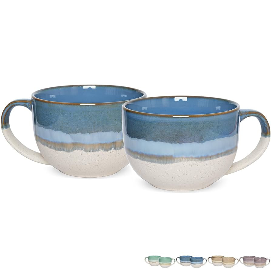 Bosmarlin Ceramic Jumbo Coffee Mug Set of 2, 23 Oz, Large Mug Soup Bowls with Handles, Dishwasher... | Amazon (US)