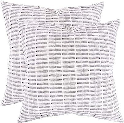 KAF Home Pleated Please Pillow Cover 20 x 20-inch 100-Percent Cotton | Set of 2 Pillow Covers (Gr... | Amazon (US)