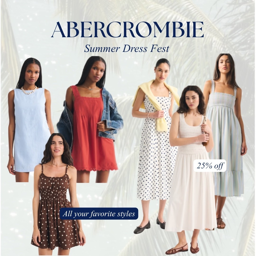 @abercrombie Summer Dress Fest — 25% off everything plus use code AFLTK for an extra 20% off 🤍 Light blue linen shift, red scallop mini, white navy polka dot midi, blue striped smocked maxi, chocolate polka dot sundress, blush smocked maxi — all included. Everything is linked right here!

#LTKxAbercrombie #LTKSaleAlert #LTKSeasonal
