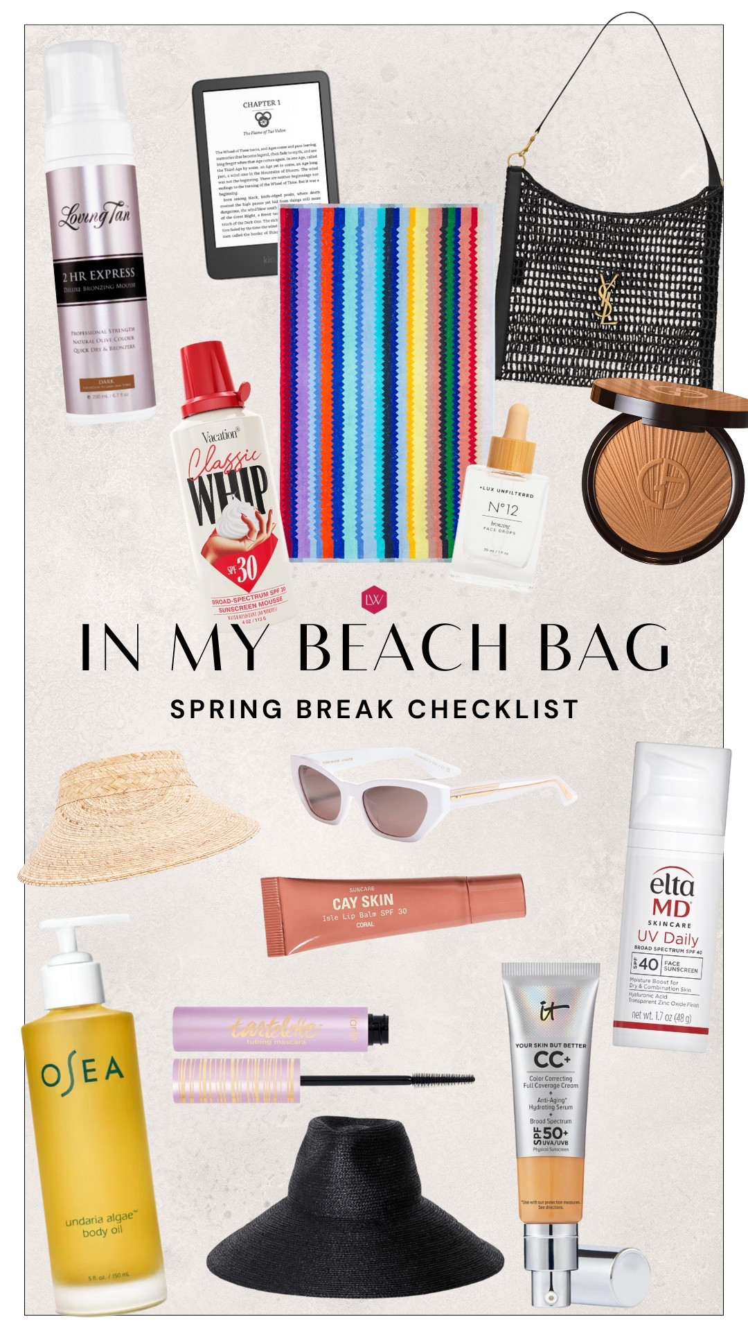 Spring break checklist- in my beach bag! 🌴 use CODE: HAPPY20 at revolve for 20% off SITEWIDE!

#LTKStyleTip #LTKSeasonal #LTKSpringSale