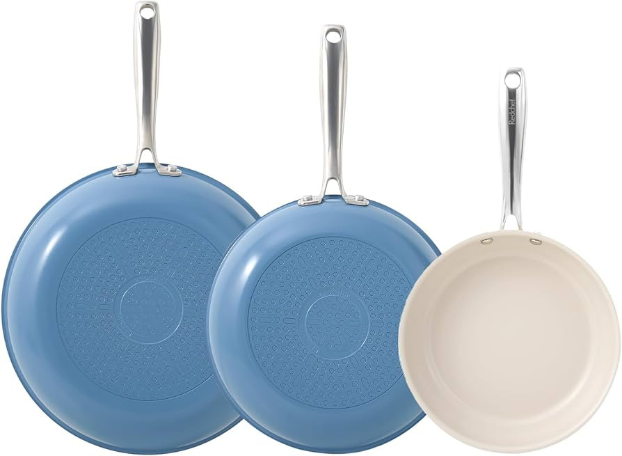 Redchef Non Stick Ceramic Frying Pan Set, Non Toxic Ceramic Pans for Cooking, 8" 9.5" 11" Skillet... | Amazon (US)