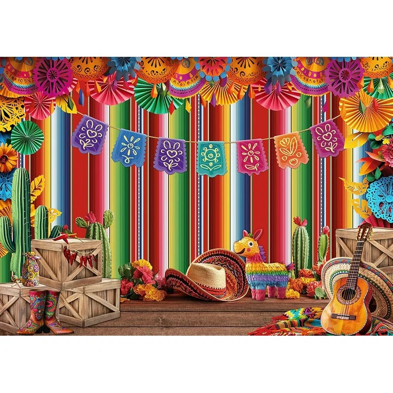 Mexican Fiesta Backdrop Mexican Party Decorations Banner Mexican Theme Paper Flowers Photography ... | Walmart (US)