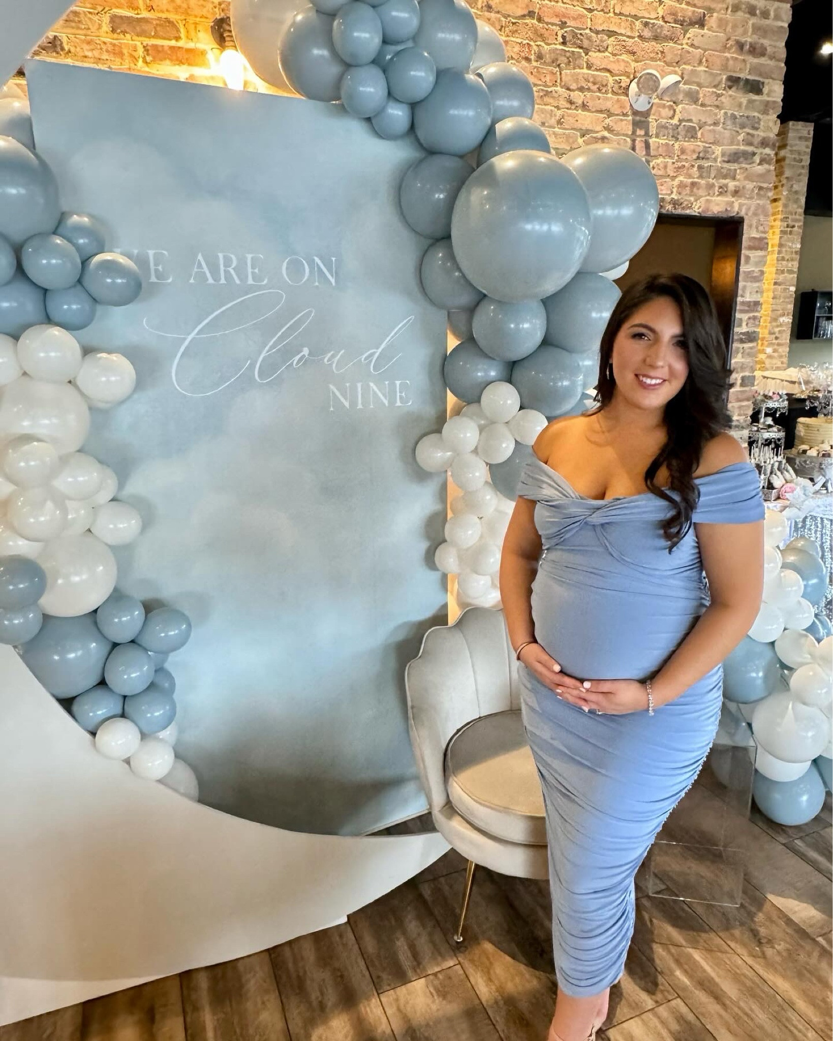 we are on cloud 9 ☁️🤍 

Couldn’t have found a more perfect dress for my baby shower! 

#babyshower #babyshowerinspo #babyshowerdress #bluedress #oncloud9 #weareoncloudnine #babyshowerideq #maternitydress 

#LTKbump #LTKbaby #LTKstyletip