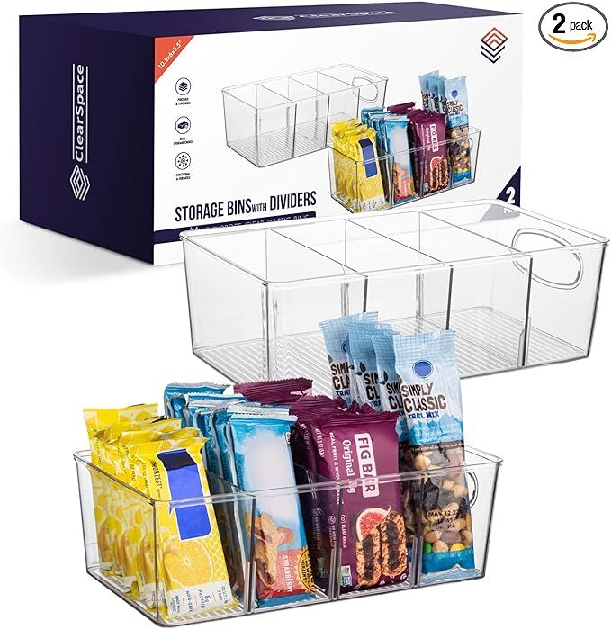 ClearSpace Plastic Pantry Organizers and Storage Bins with Removable Dividers – Perfect Kitchen... | Amazon (US)