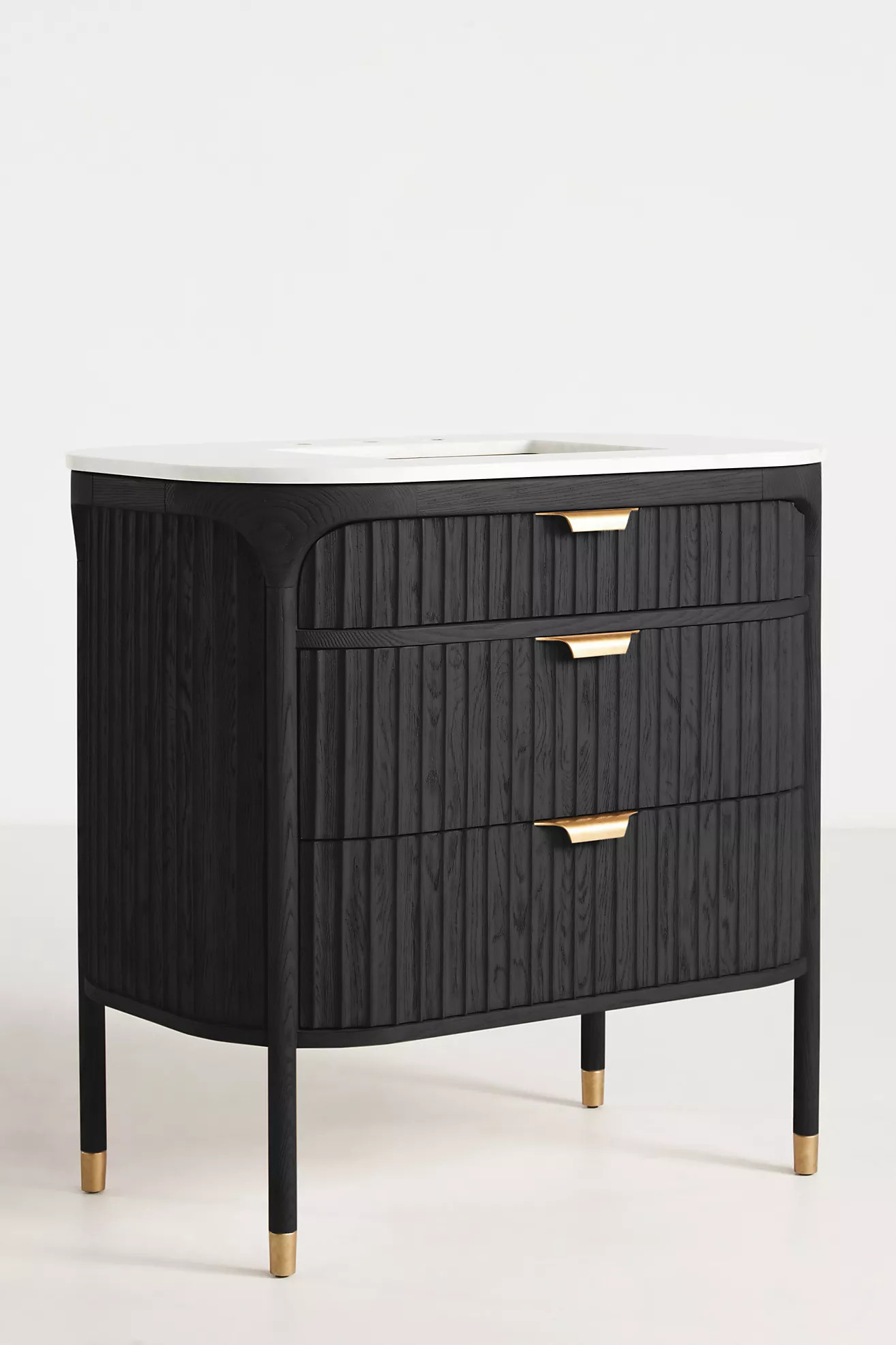 The Isla Marble-Top Fluted-Wood Single-Bathroom Vanity | Anthropologie (US)