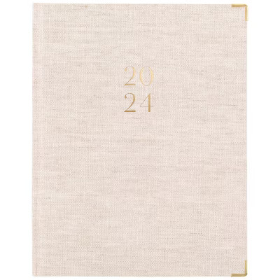 Sugar Paper Essentials 2024 Planner 10.125"x8.125" Weekly/Monthly Flax Cream Fabric | Target