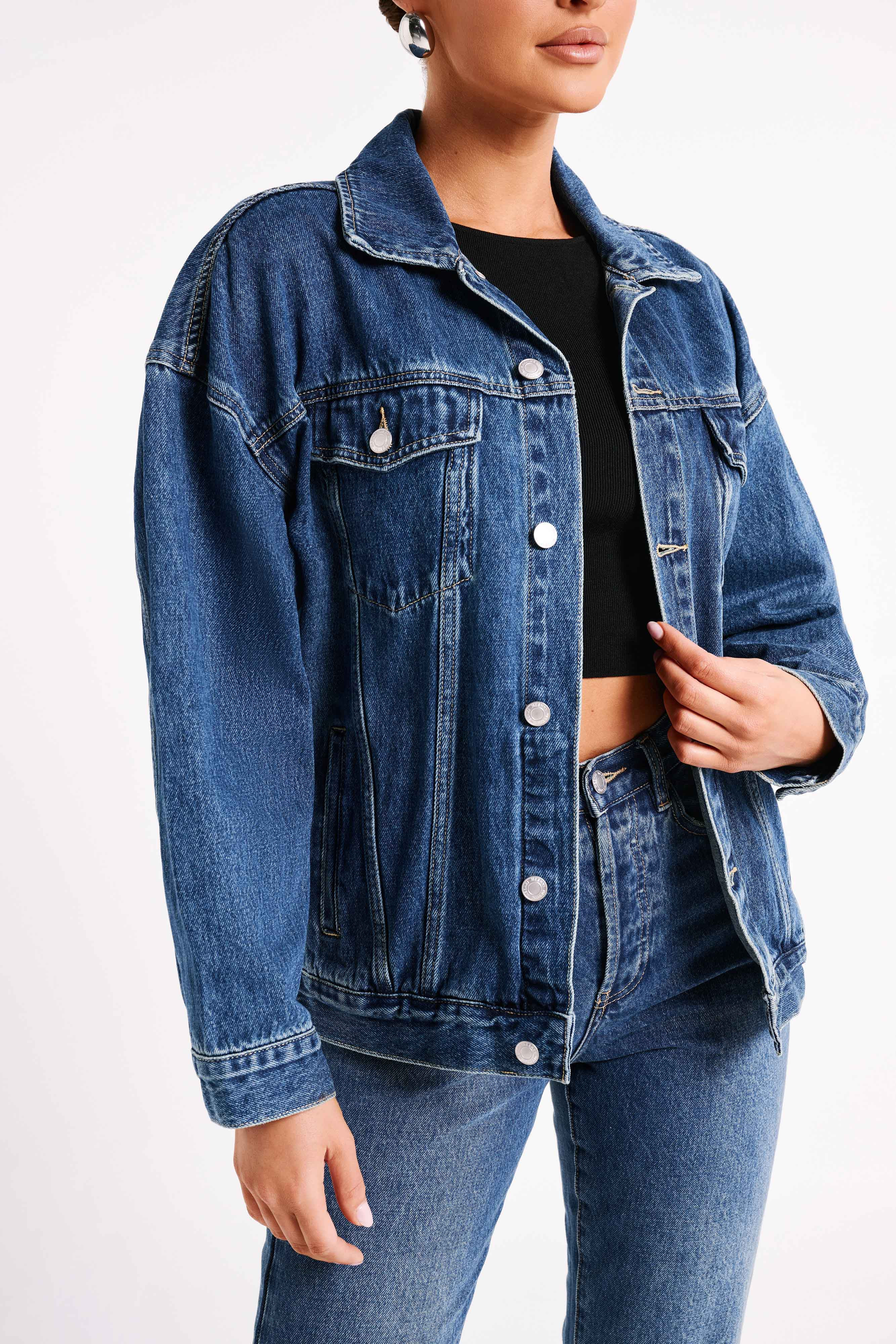 Sion Oversized Denim Jacket - Dark Blue | MESHKI US