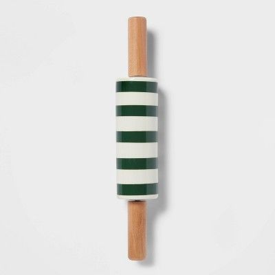 Stoneware and Wood Striped Mini Rolling Pin Green - Wondershop™ | Target