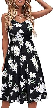 YATHON Casual Dresses for Women Sleeveless Cotton Summer Beach Dress A Line Spaghetti Strap Sundr... | Amazon (US)