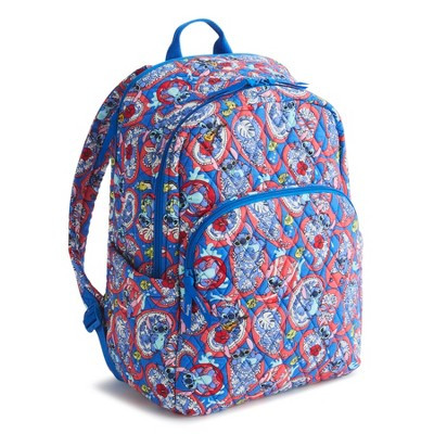 Vera Bradley Women's Disney Lilo and Stitch Cotton Essential Large Backpack Stitch Monstera Paisley | Target
