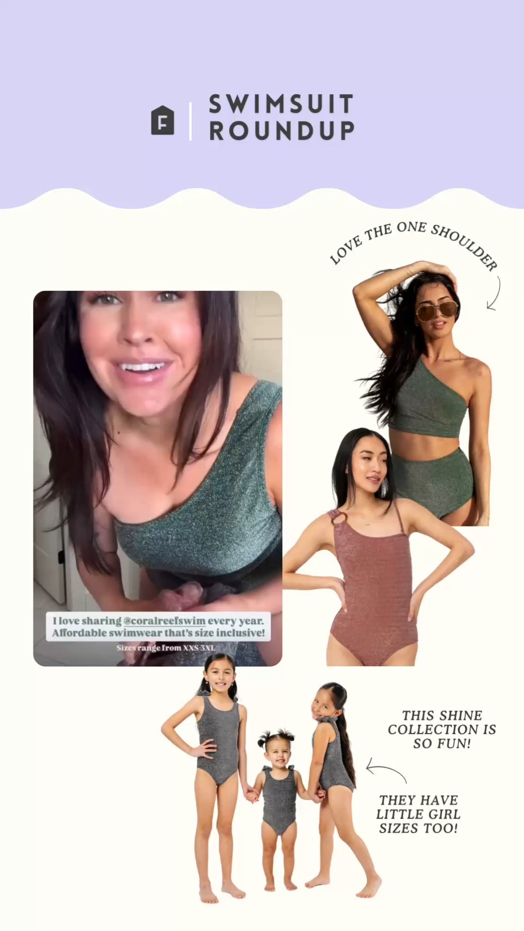 Love this shimmer collection from Coral Reef, great coverage, size inclusive, and affordable!