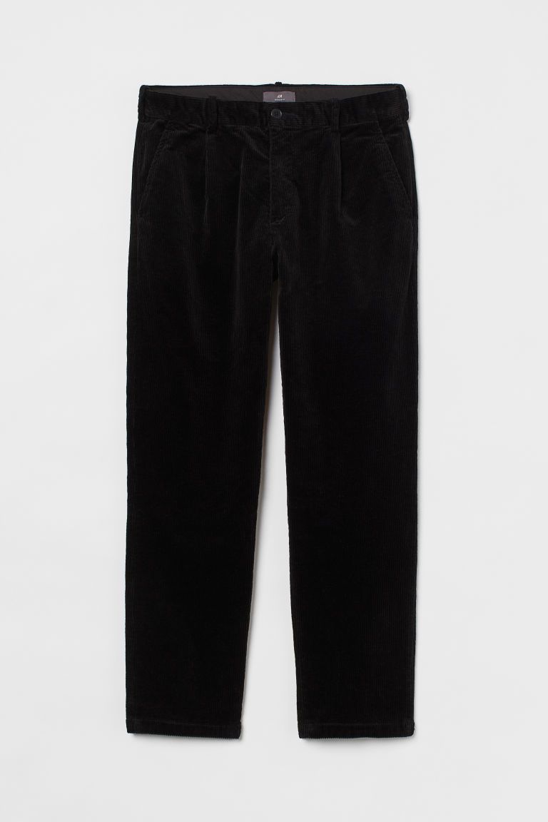 H & M - Regular Fit Corduroy Pants - Black | H&M (US + CA)