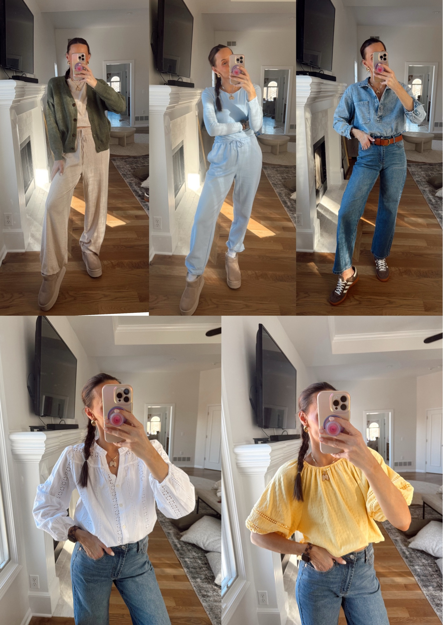 Early spring favorites from @walmartfashion #walmartfashion #walmartpartner The sweater set (will link as soon as it’s available online!)  sweatpants, and denim top I did a medium, small yellow blouse and white blouse, jeans are tts! 

#LTKStyleTip #LTKFindsUnder50 #LTKSaleAlert