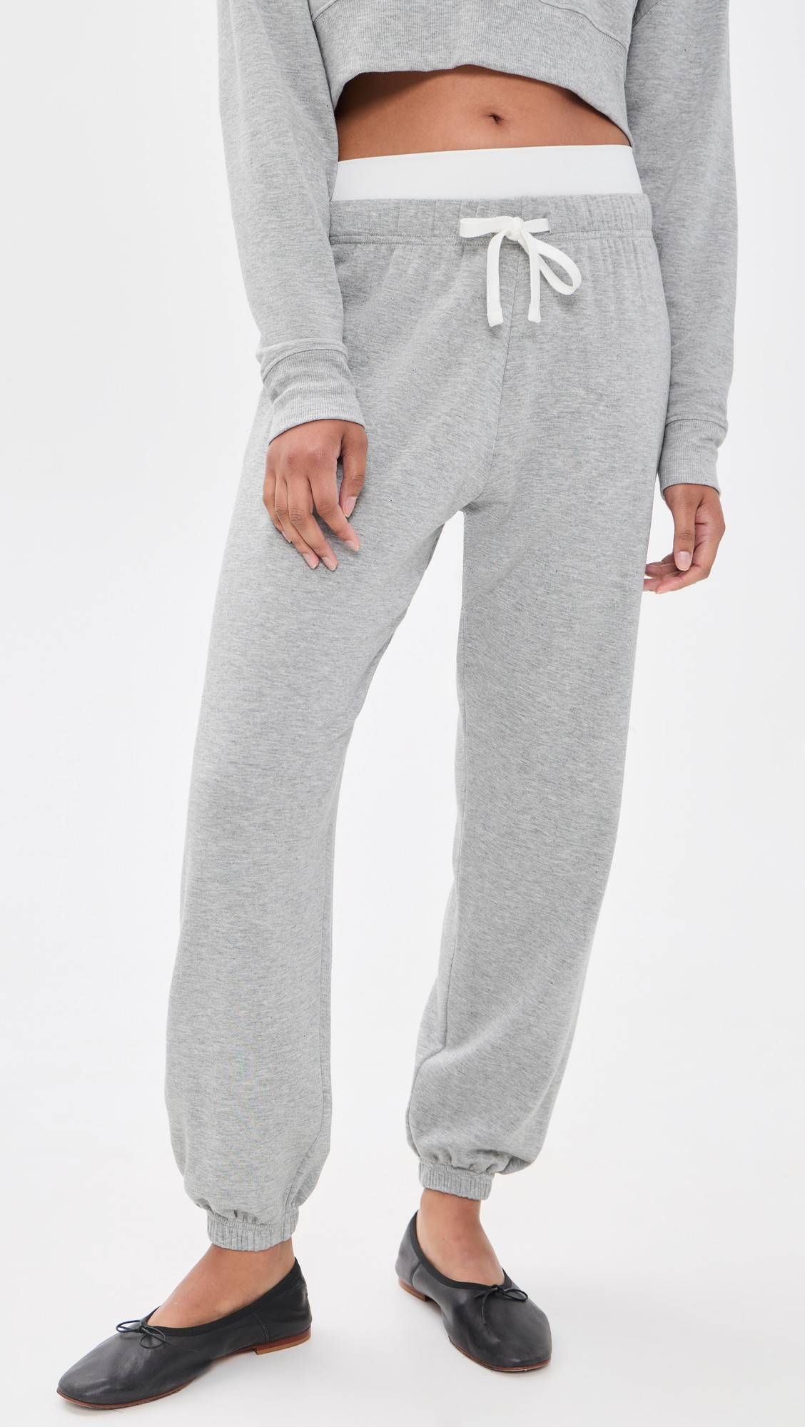 Splits59 Andie Dual Waist Sweatpants Heather Grey/White M | Shopbop