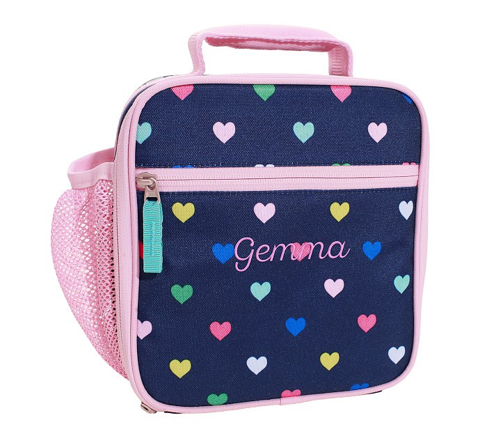 Mackenzie Navy Pink Multi Hearts Lunch Boxes | Pottery Barn Kids