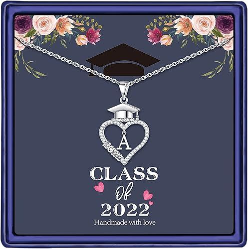 M MOOHAM Graduation Gifts for Her 2022, 14K White Gold Plated CZ Graduation Cap Necklaces Heart P... | Amazon (US)