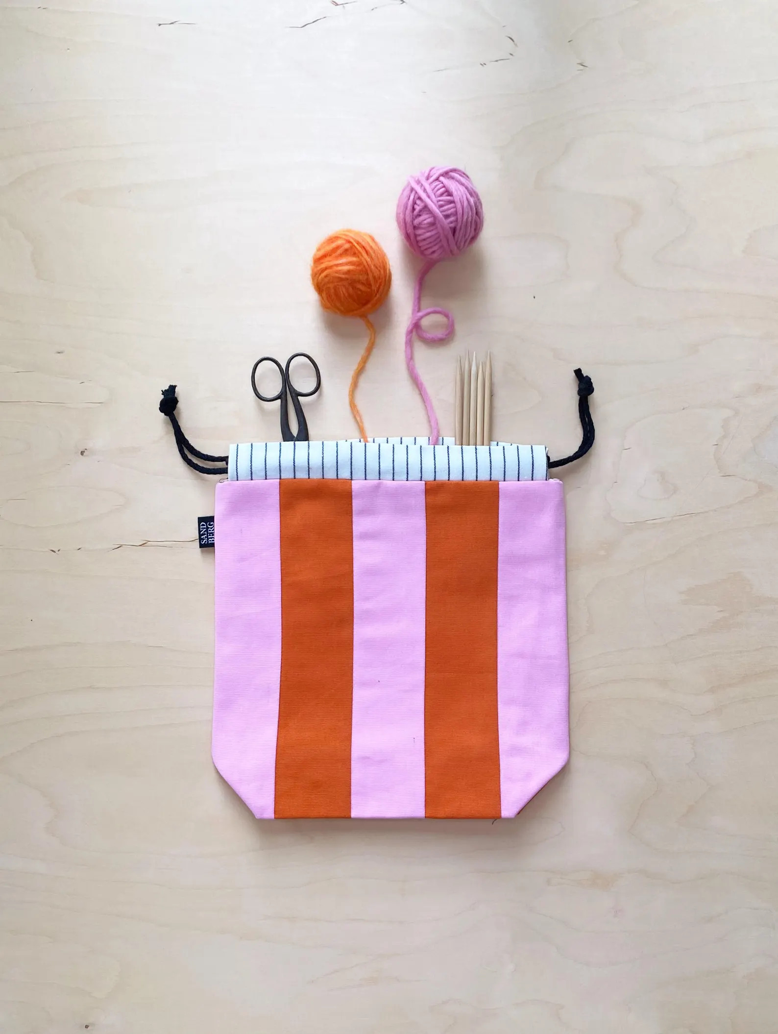 Projekttasche, Rosa und Orange Tasche für Stricker und Häkeler, Nachhaltige gestreifte Mehrzwec... | Etsy (US)