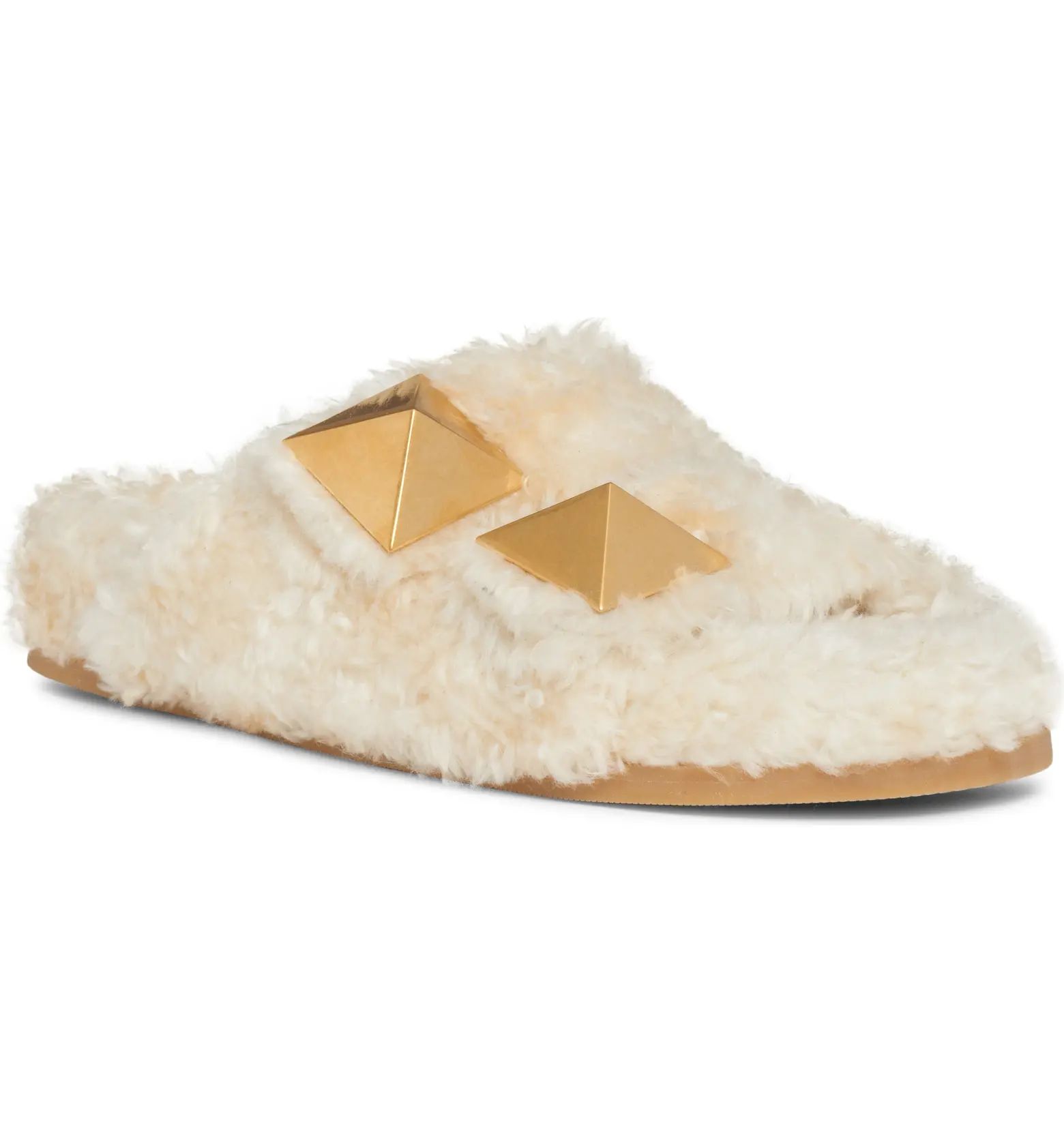 Valentino Garavani Roman Stud Faux Shearling Slide Sandal | Nordstrom | Nordstrom