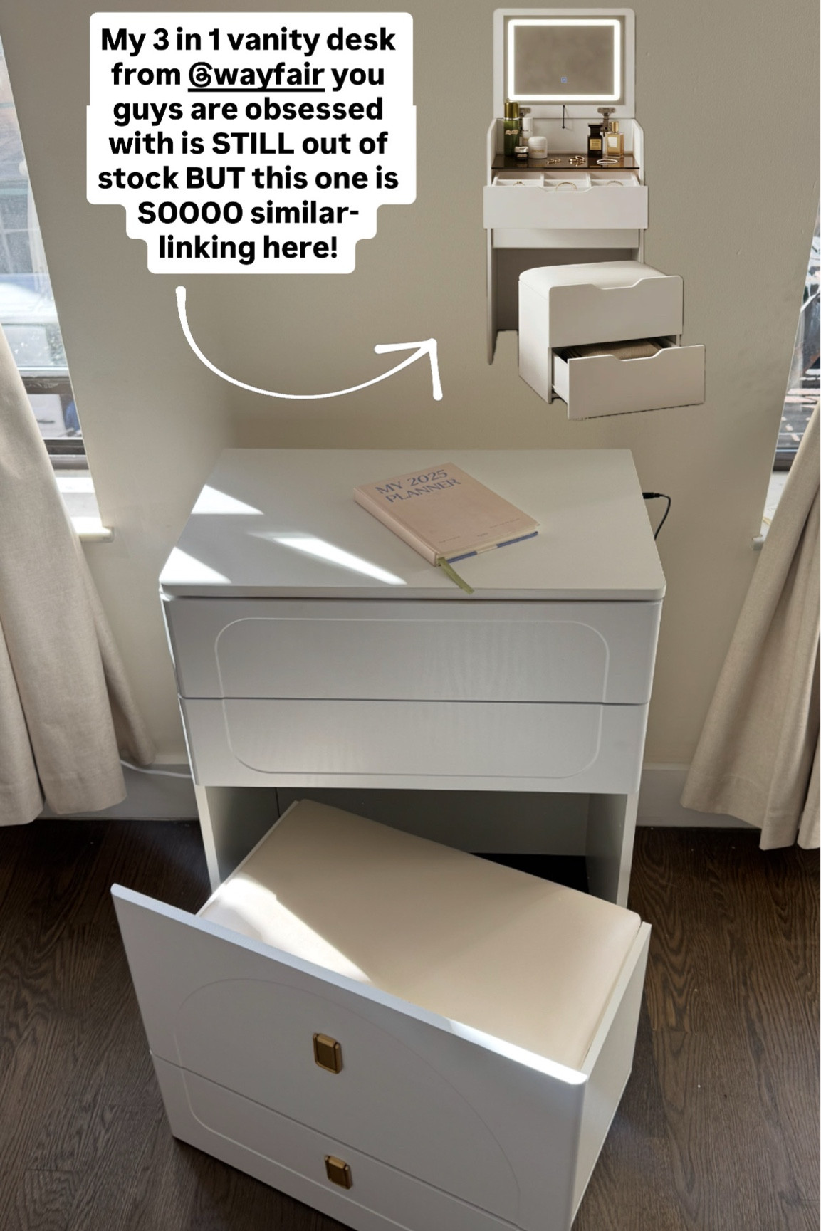 The BEST storage vanity and a super similar model is currently on sale for $155 !!! My best apartment purchase 