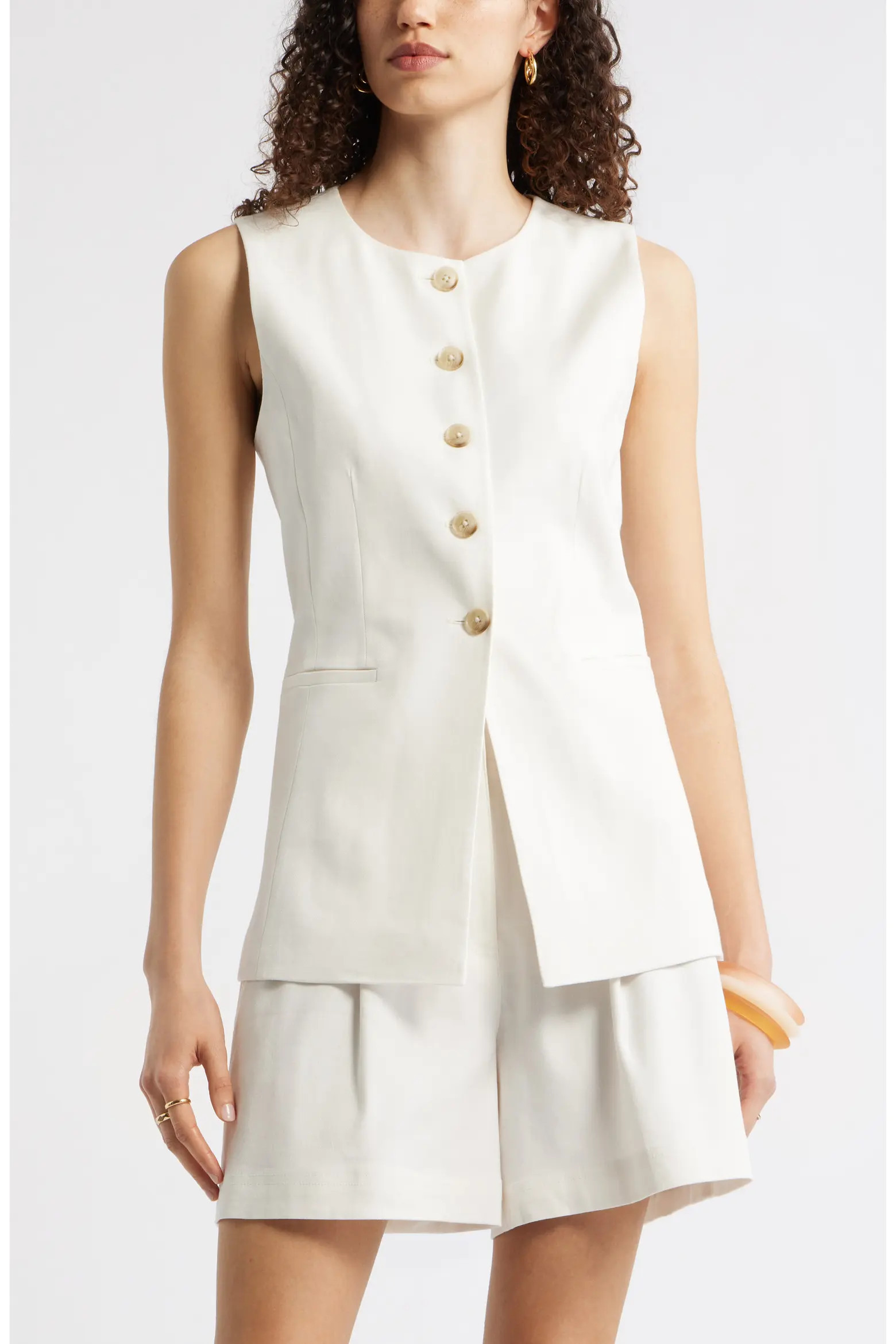 Linen Blend Longline Vest (Women) | Nordstrom | Nordstrom