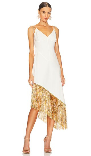 Sparkle Midi Dress in White & Gold | Revolve Clothing (Global)