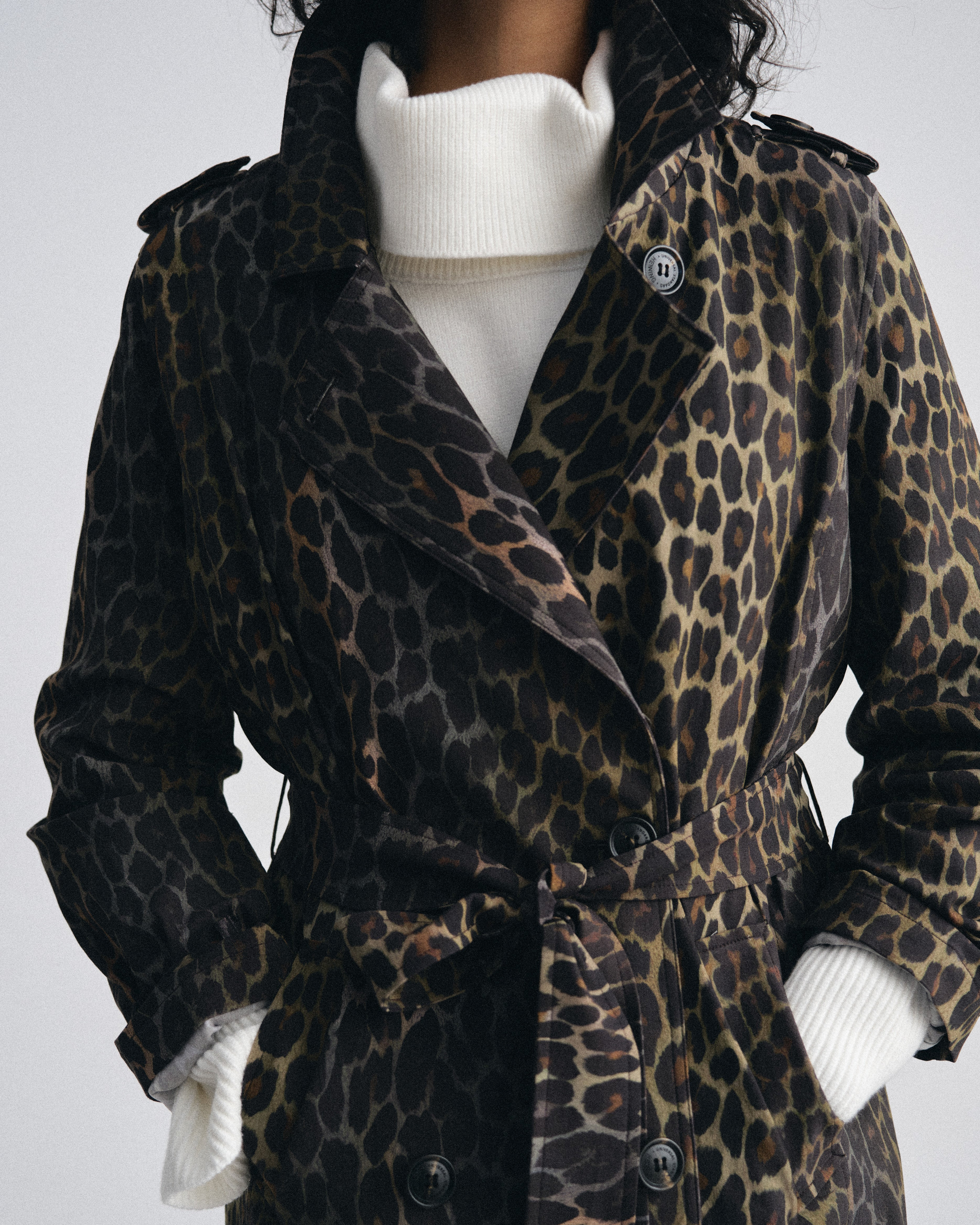 Henning x US Park Soft Trench - Shadow Leopard Print | Universal Standard