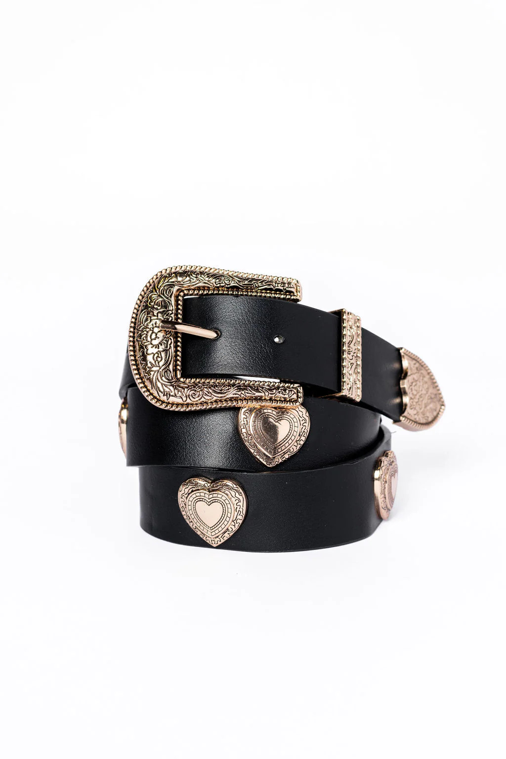Black Heart Studded Belt | Pink Lily
