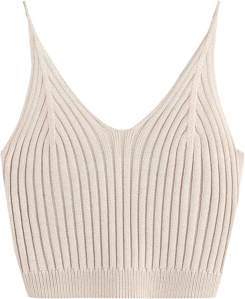 SweatyRocks Women's V Neck Spaghetti Strap Cami Tank Top | Amazon (US)