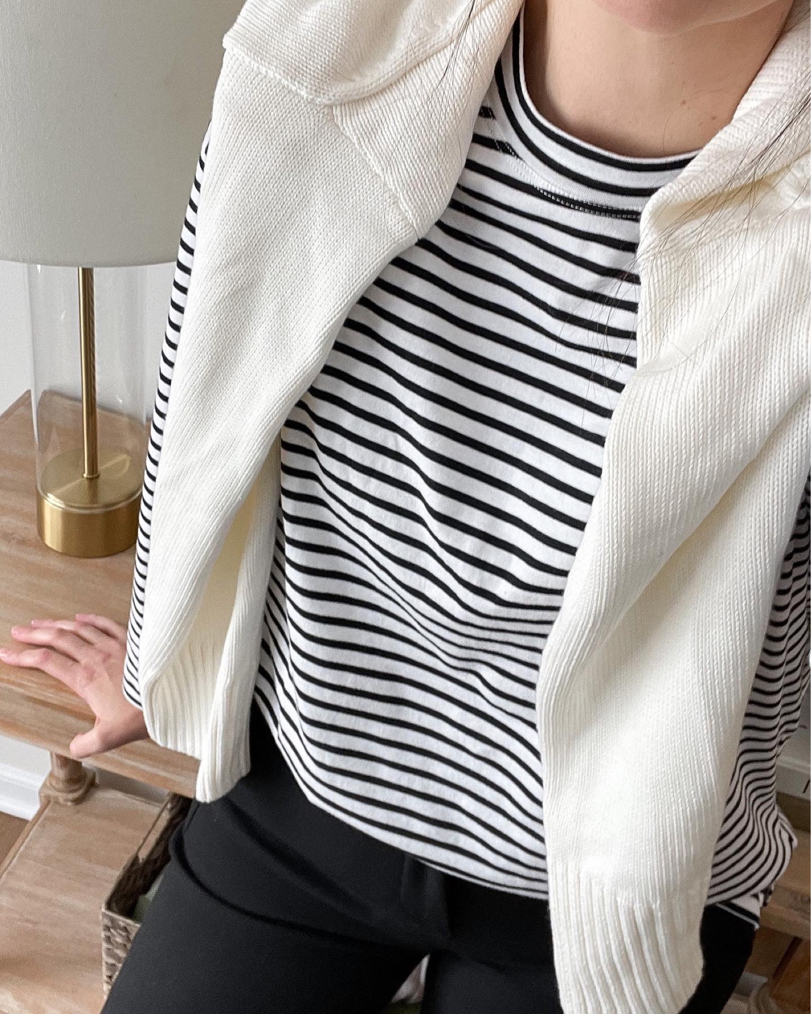 Fall outfit, black and white stripes, striped tee, Everlane sale, J.Crew pants

#LTKunder100 #LTKworkwear #LTKSeasonal