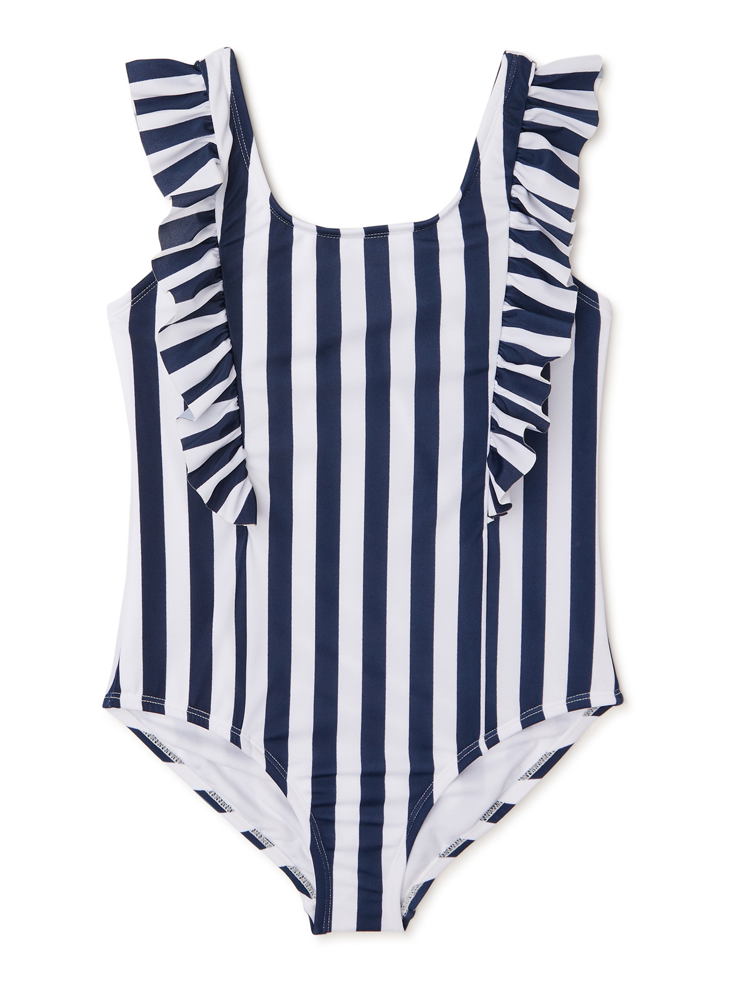 Wonder Nation Girls Striped One-Piece Swimsuit with UPF 50, Sizes 4-18 & Plus | Walmart (US)