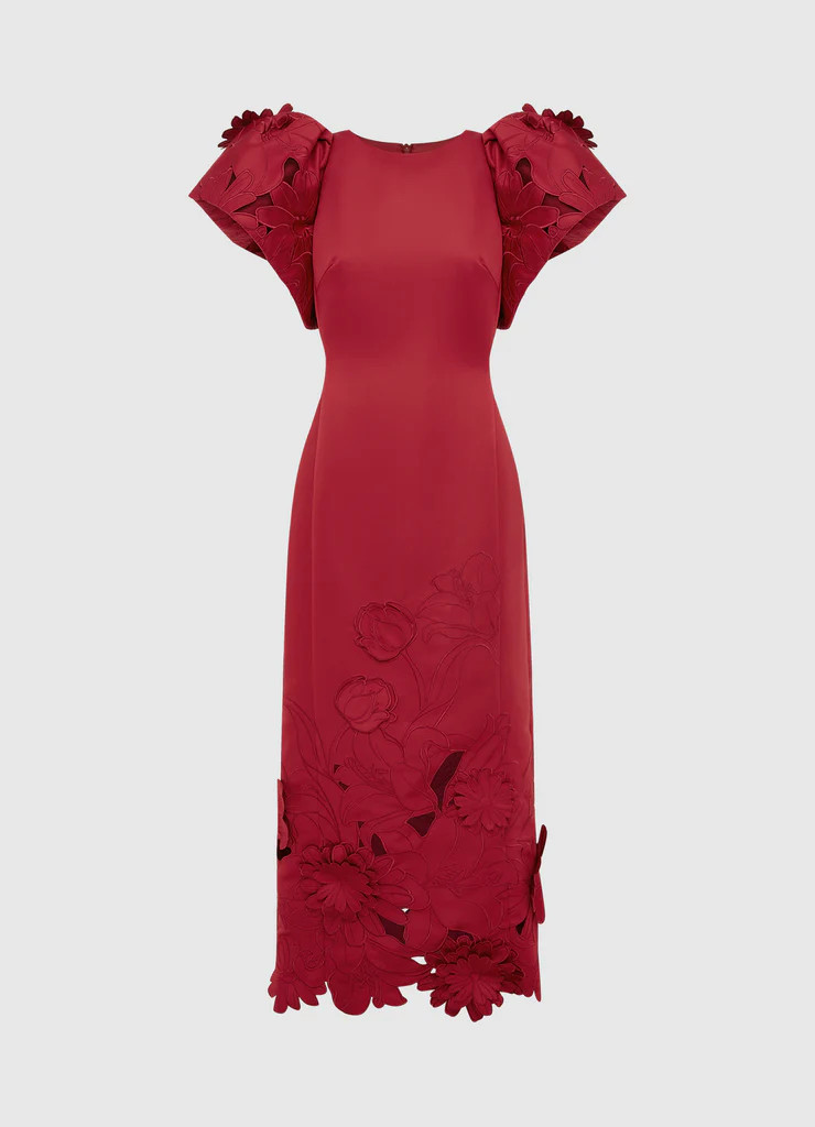 Lucinda Appliqué Maxi Dress - Garnet | LEO LIN