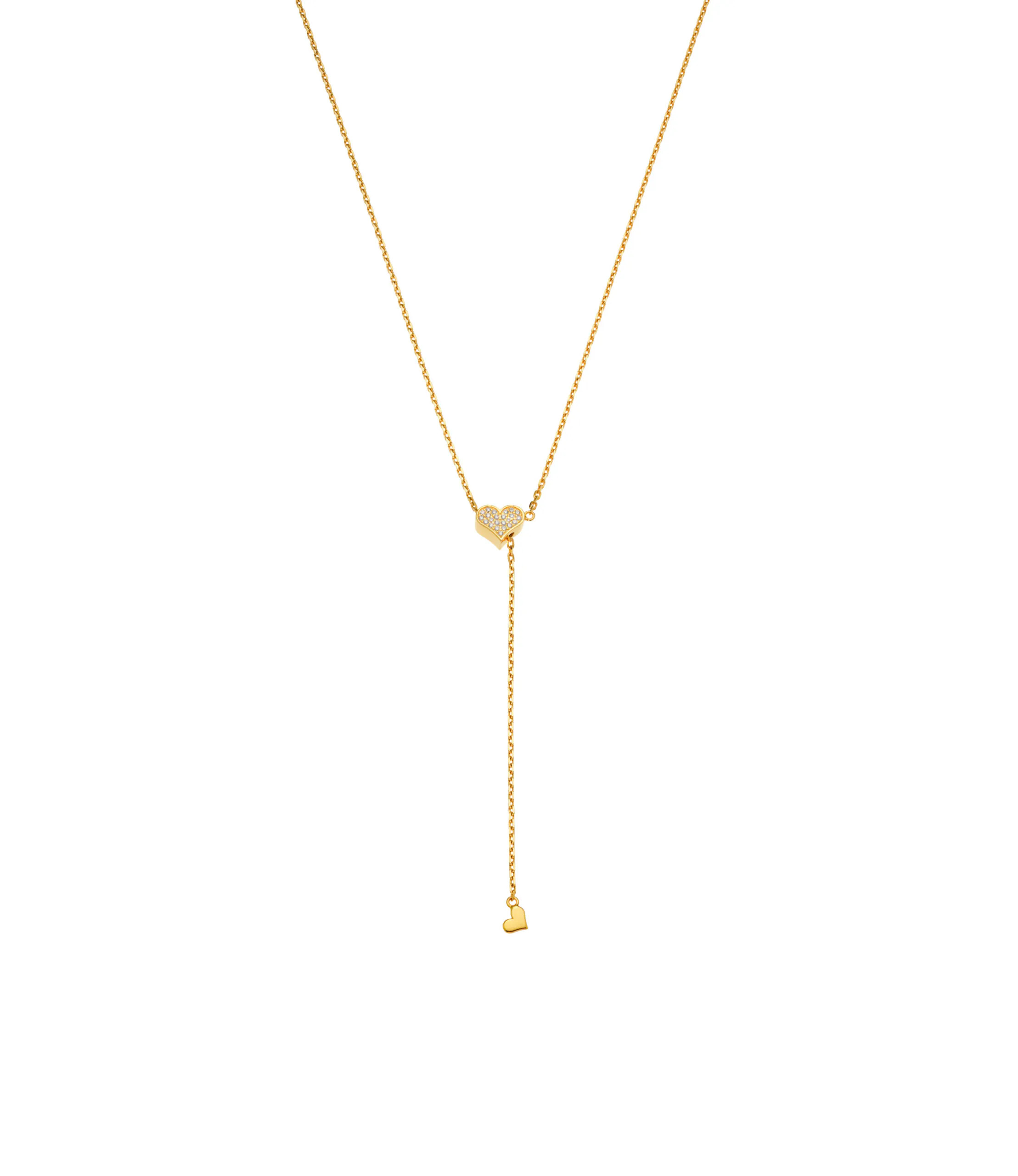 Adjustable 18K Yellow Gold Diamond Heart Necklace 0.094ct - Guzema | Guzema Fine Jewelry