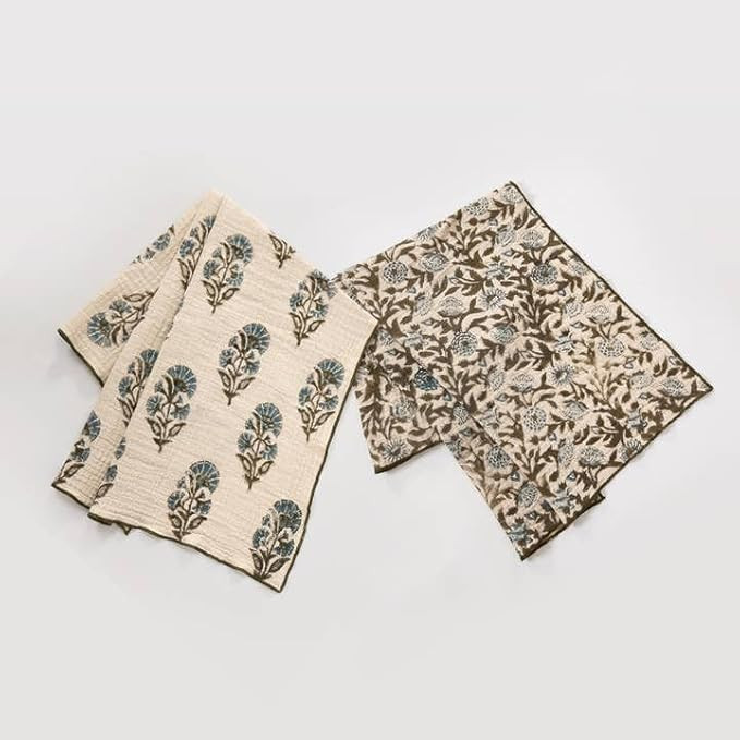 Peking Handicraft 04KTW7C 20 x 28 in. Gauze Juniper Kitchen Towel Set Multi Color - Pack of 2 | Amazon (US)