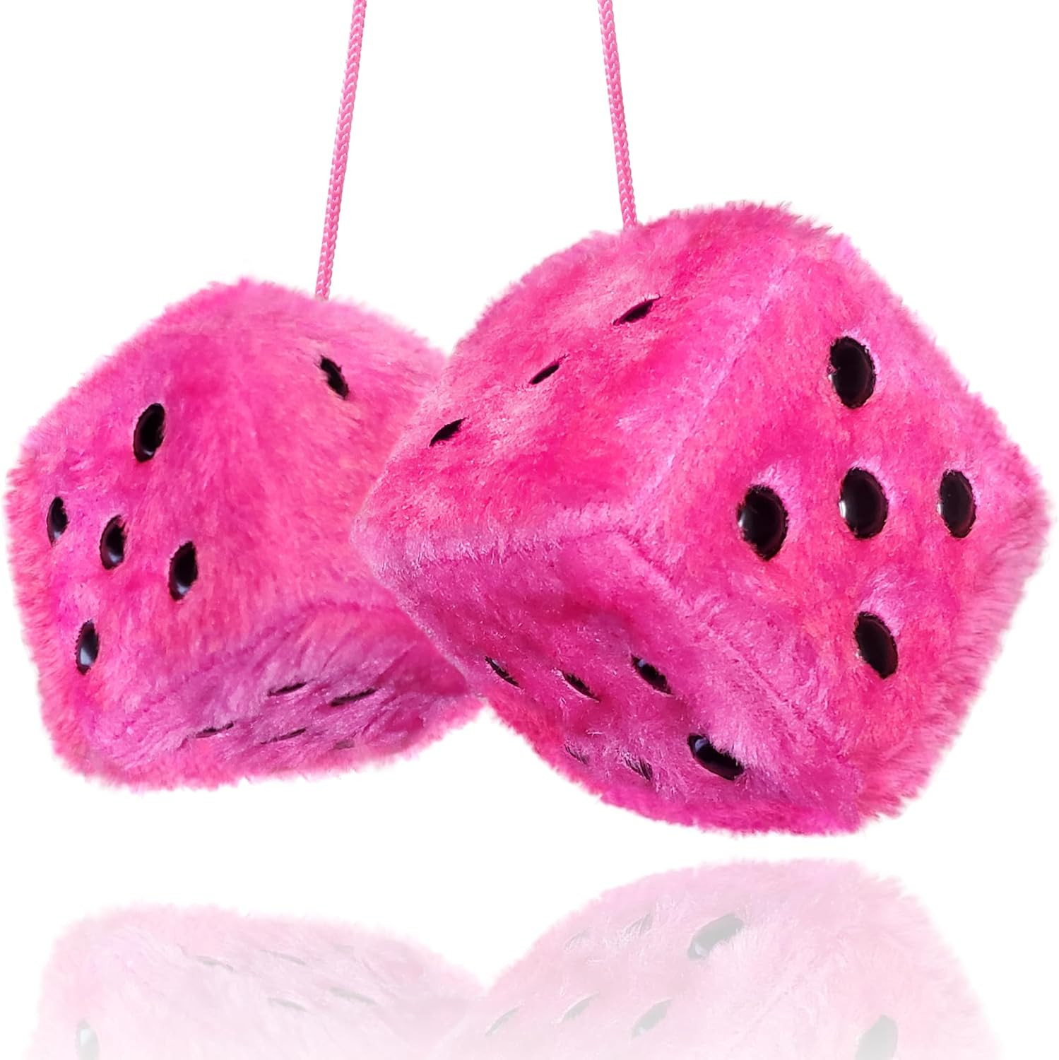 Pink Fuzzy Dice Car Accessories - Plush Cute Pink Car Accessories for Interior - Plush Rear View ... | Amazon (US)