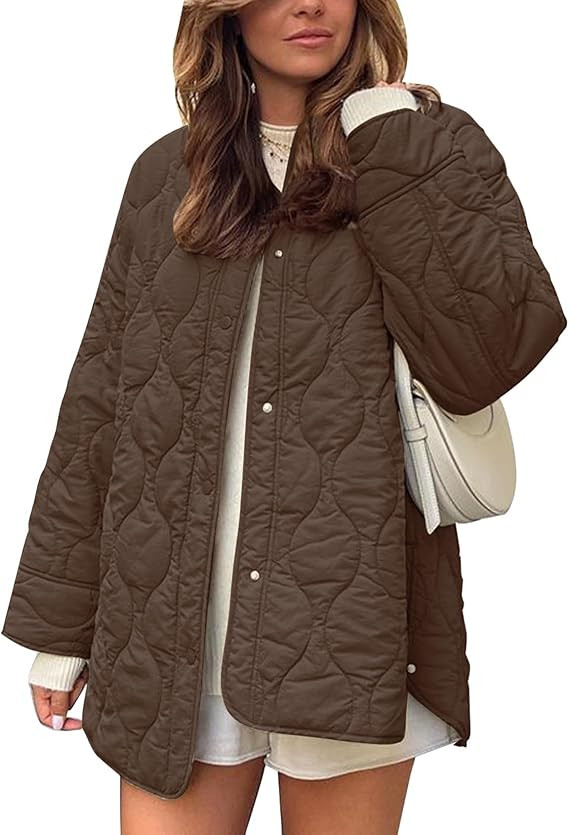 Flygo Women's Oversized Quilted Lightweight Jacket Button Down Puffer Padded Outerwear with Pocke... | Amazon (US)