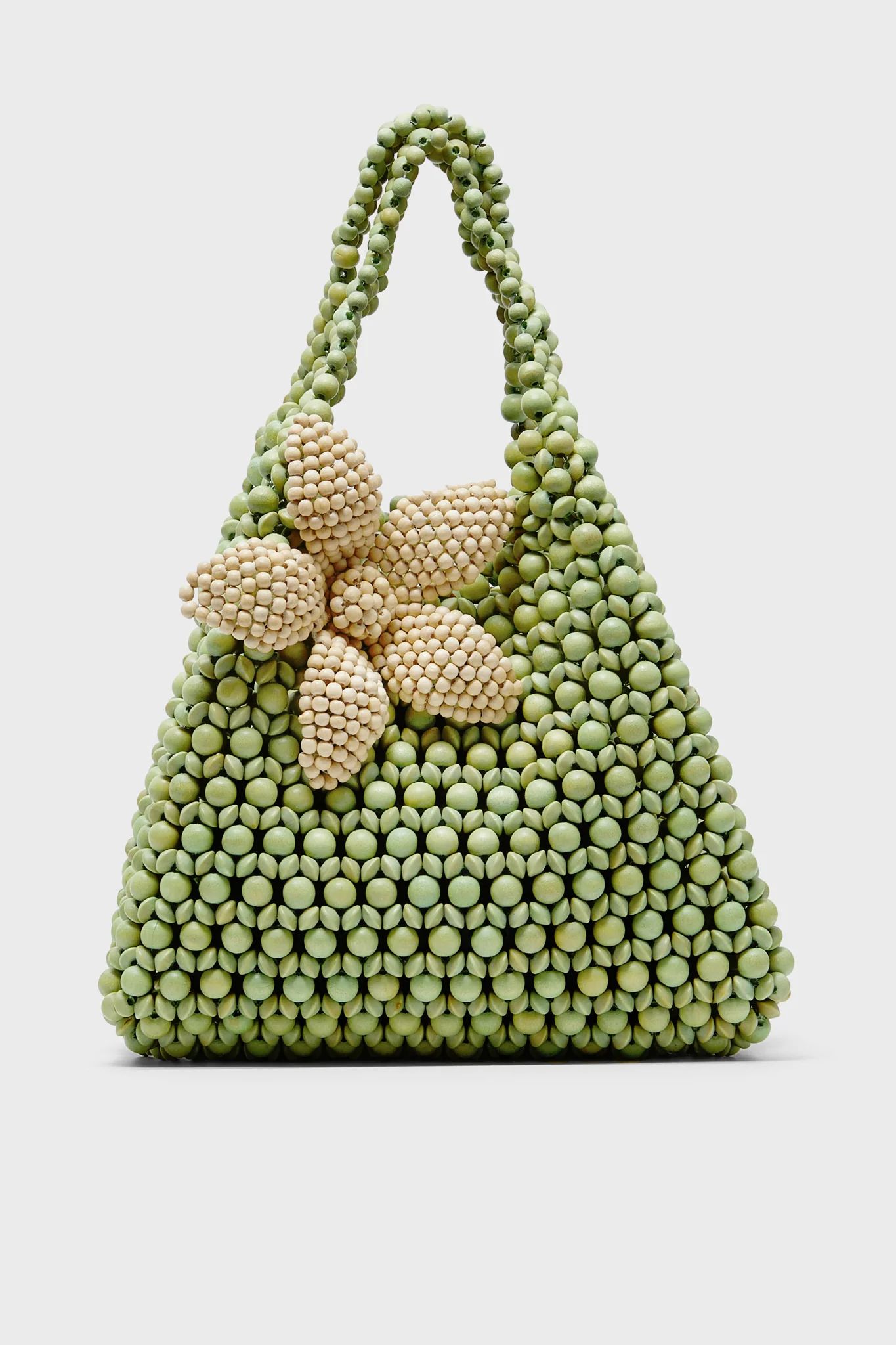 Apple Green and Cream Flower Trapezoid Flora Bag | Tuckernuck (US)