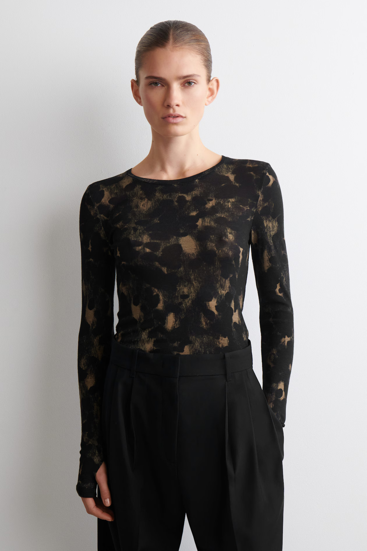 SLIM MERINO WOOL TOP - ANIMAL PRINT | COS US | COS (US)