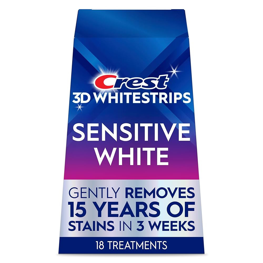 Crest 3D Whitestrips Sensitive At-Home Teeth Whitening Kit, 18 Treatments, Gently Removes 15 Year... | Amazon (US)