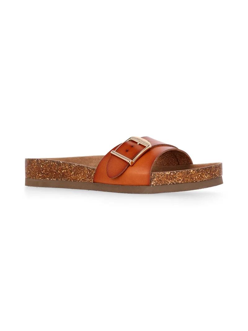 Time and Tru Women's One Buckle Footbed Slide Sandals | Walmart (US)
